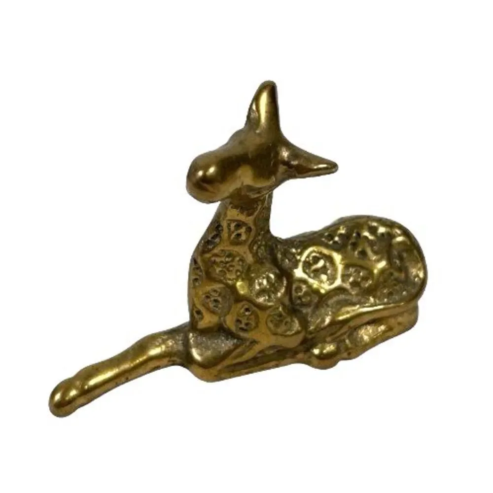 Vintage Solid Brass Mother and Baby Giraffe Figurines Mid-Century Mod, Lot of 2